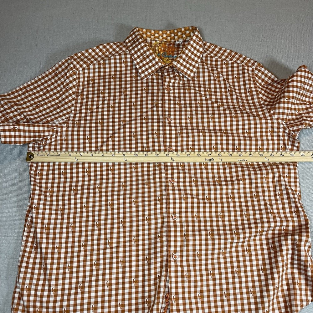 Robert Graham Shirt Mens‎ 3XL White Burnt Orange Check Short Sleeve Classic Fit - Picture 12 of 12